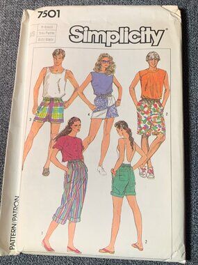 Simplicity Misses Mens Short Pant Jams Sewing Pattern Size XSmall 7501 Uncut 198